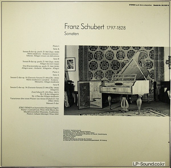 SCHUBERT SONATE B&G DUR JORG DEMUS 2LP BASF HARMONIA MUNDI