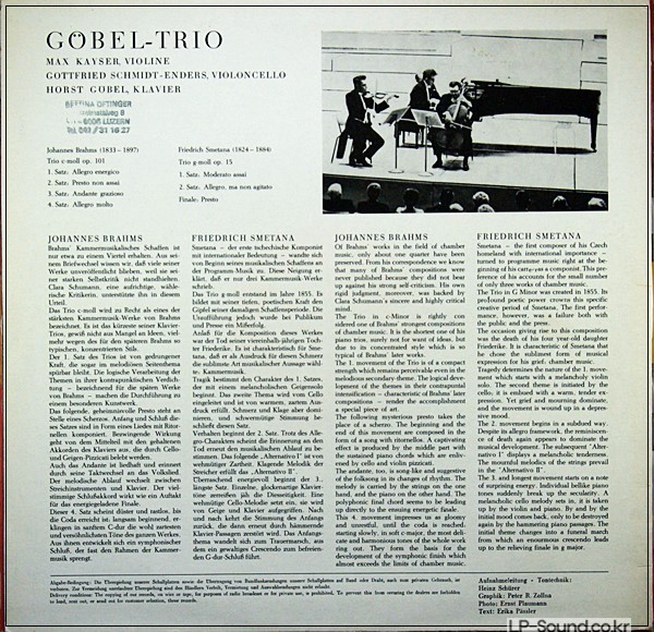 BRAHMS: PIANO TRIO GOBEL-TRIO  HORST IMPORT COLOSSEUM STEREO