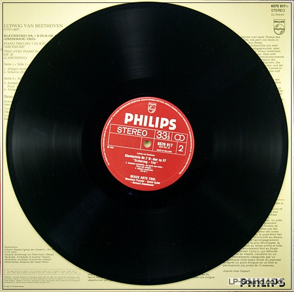 BEETHOVEN ERZHERZOG-TRIO BERUX ART TRIO PHILPS 6570 917