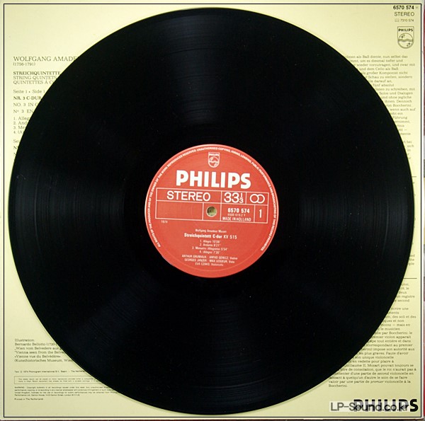 MOZART STREICHQUINTETTE KV 515 & KV 516 PHILPS 6570 574  STEREO