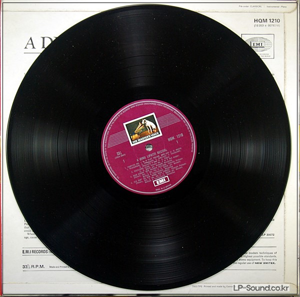 A DINU LIPATTI RECITAL BACH MOZART BRAHMS EMI ODEON HQM 1210