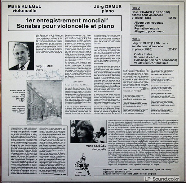 FRANCK SONATAS FOR VIOLONCELLO & PIANO DEMUS DUCHESNE DD 7147 DIGITAL