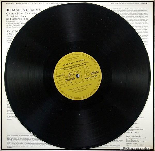 BRAHMS QUINTET OP.34 SVIATOSLAV RICHTER/BORODIN QUARTET  AUSLESE 78 435 ZK