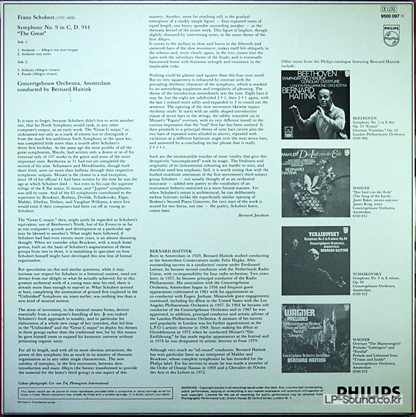 SCHUBERT SYMPHONY NO 9 CONCERTGEBOUW HAITINK PHILIPS 9500 097