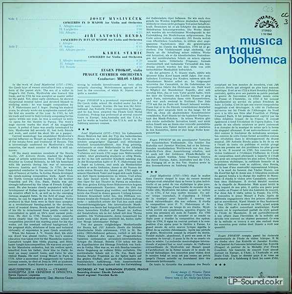 .MYSLIVECEK / BENDA / STAMIC VIOLIN CONCERTOS / PROKOP / SADLO / PCO  1 10 1060