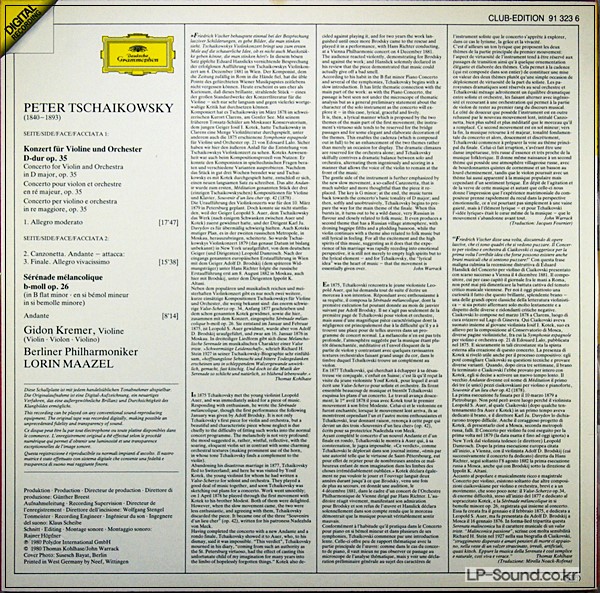 TSCHAIKOWSKY, KREMER, MAAZEL - VIOLINKONZERT • VIOLIN CONCERTO