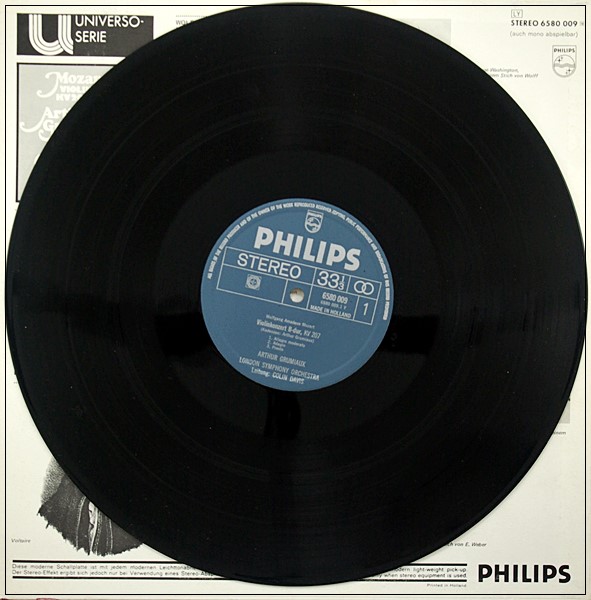 MOZART: VIOLIN CONCERTOS K.207 & K.218 / GRUMIAUX / DAVIS / PHILIPS  6580 009