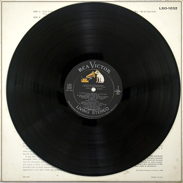 SOUTH PACIFIC SOUNDTRACK. GAYNOR, BRAZZI. 1958 LIVING STEREO LSO-1032.