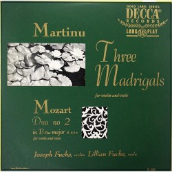 JOSEPH & LILLIAN FUCHS VIOLIN VIOLA MARTINU MOZART DUO K 424 DECCA DL 8510