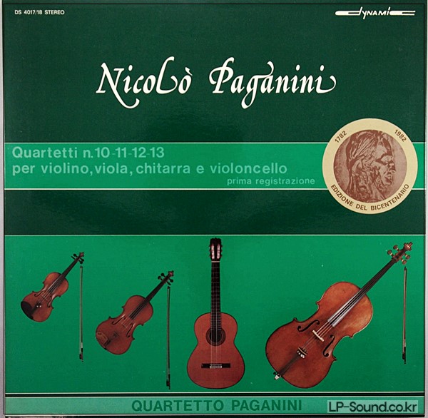 PAGANINI QUARTETTO4 QUARTETS FOR GUITAR & STRINGS - DYNAMIC DS 4017/18 (2LP)