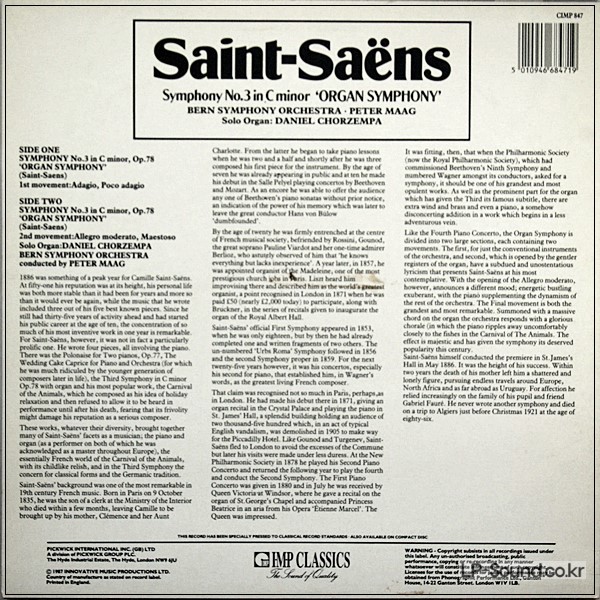 SAINT-SAENS - SYMPHONY NO.3 ORGAN - CHORZEMPA - MAAG –CIMP 847