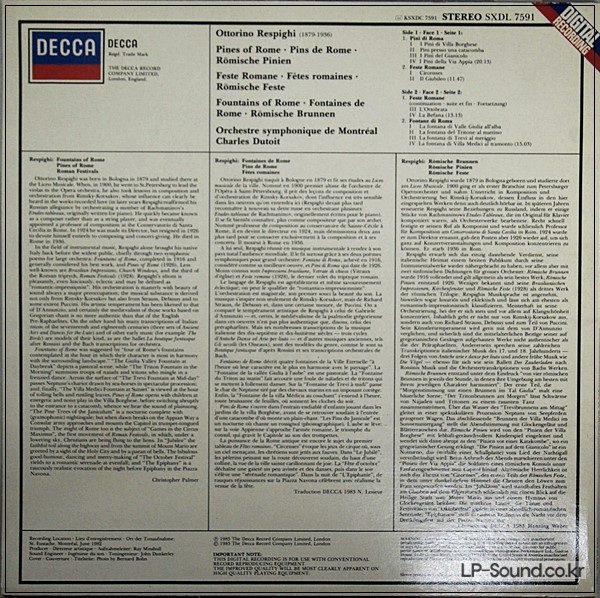 CHARLES DUTOIT - RESPIGHI PINES OF ROME FOUNTAINS LONDON DIGITAL