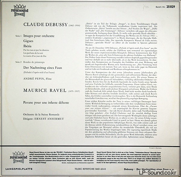 DEBUSSY RAVEL ORCHESTR WERKE  ANSERMET  ROYAL SOUND 25029