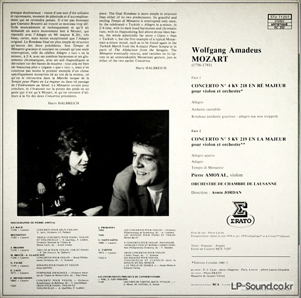 MOZART VIOLIN CONCERTOS #4 & 5PIERRE AMOYAL VIOLIN  ERATO