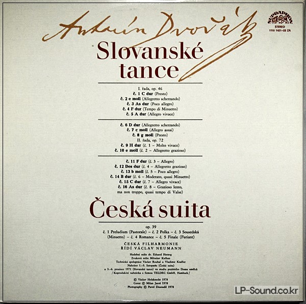 DVORAK SLAVONIC DANCES CZECH SUITE NEUMANN SUPRAPHON 2LP