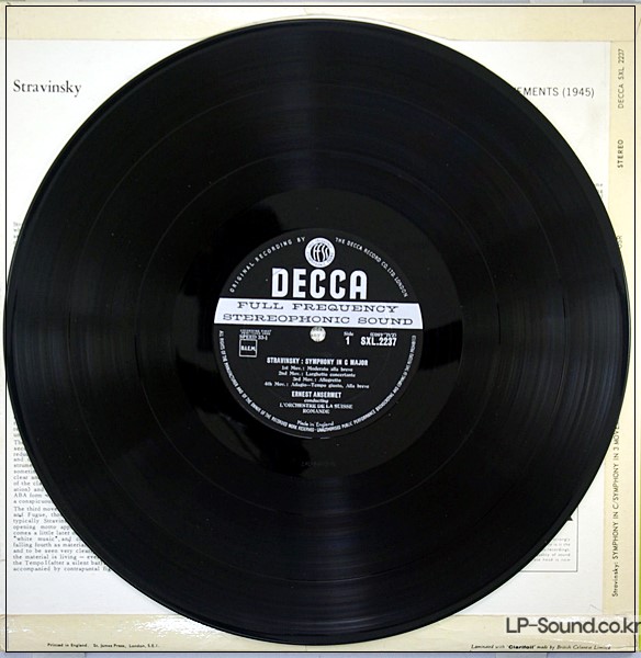 STRAVINSKY ANSERMET SYMPHONY IN C MAJOR  SXL 2237