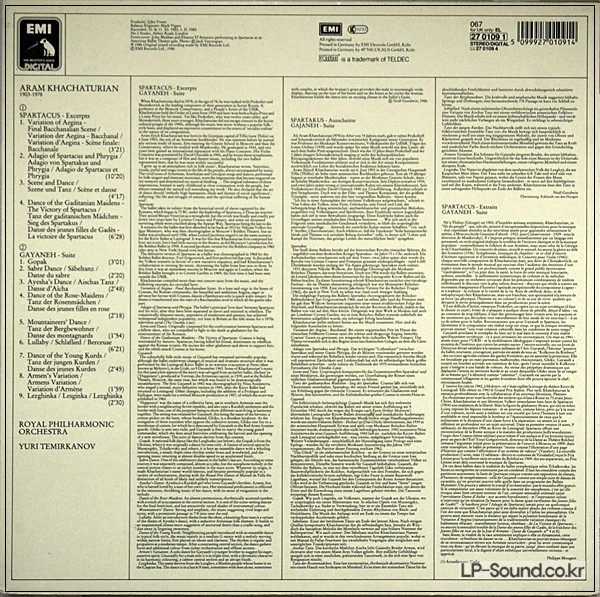 KHACHATURIAN   YURI TEMIRKANOV - SPARTACUS GAYANEH RPO EMI DIGITAL