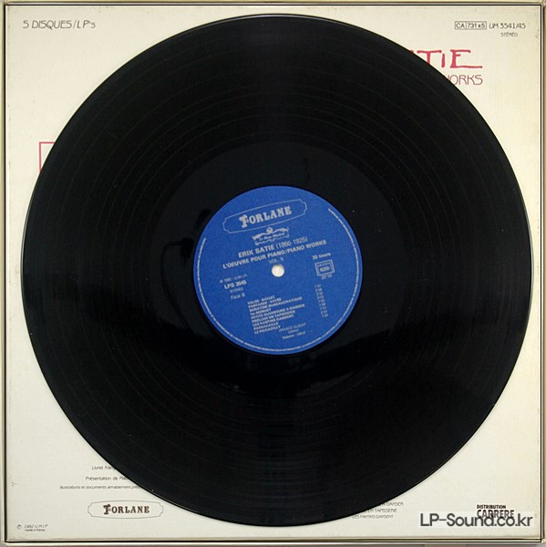 FORLANE - FRANCE CLIDAT - ERIK SATIE - PIANO WORKS - 5LP BOX