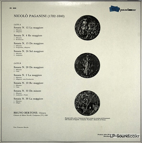PAGANINI SONATE INEDITE PER CHITARRA LP DYNAMIC BERTONE