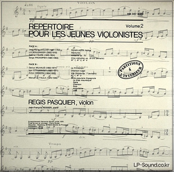 REPERTOIRE POUR LES JEUNES RéGIS PASQUIER  VIOLON ISTES VOL.2