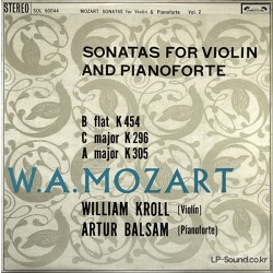 MOZART SONATAS FOR VIOLIN AND PIANO/KROLL/BALSAM VOL.2