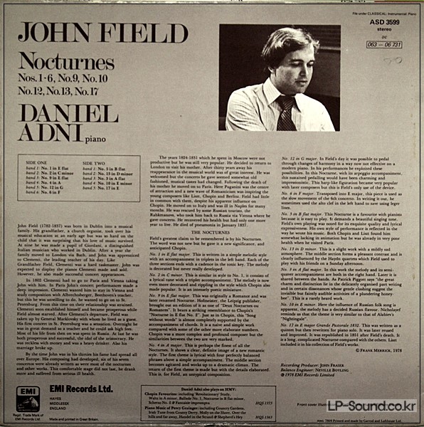 JOHN FIELD NOCTURNES DANIEL ADIN   ASD 3599
