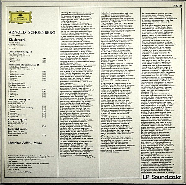 SCHOENBERG: PIANO MUSIC MAURIZIO POLLINI   DG 2530 531