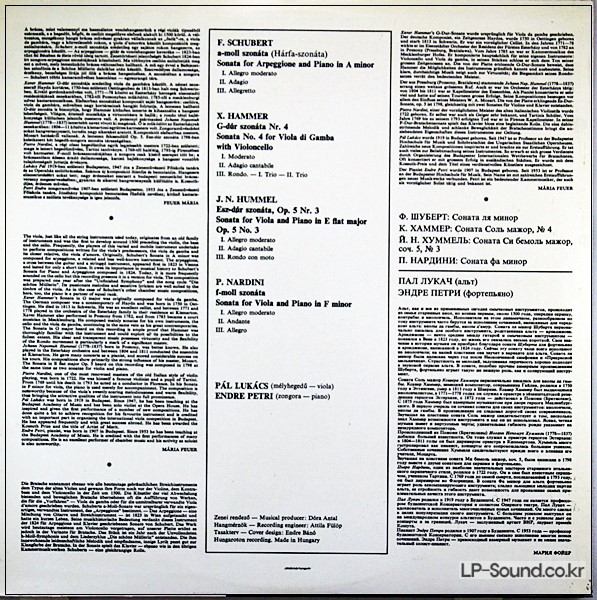 SCHUBERT/HAMMER/HUMMEL/NARDINI LUKACS/PETRI HUNGAROTON