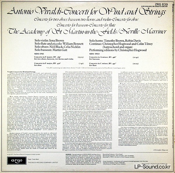 ANTONIO VIVALDI, THE ACADEMY OF ST. MARTIN-IN-THEA  RGO ZRG 839