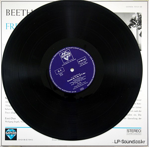 BEETHOVEN FRUHLINGS SONATE ENRI DUO WOLFGANG ENGELS RIEBENSAHM SAPHIR