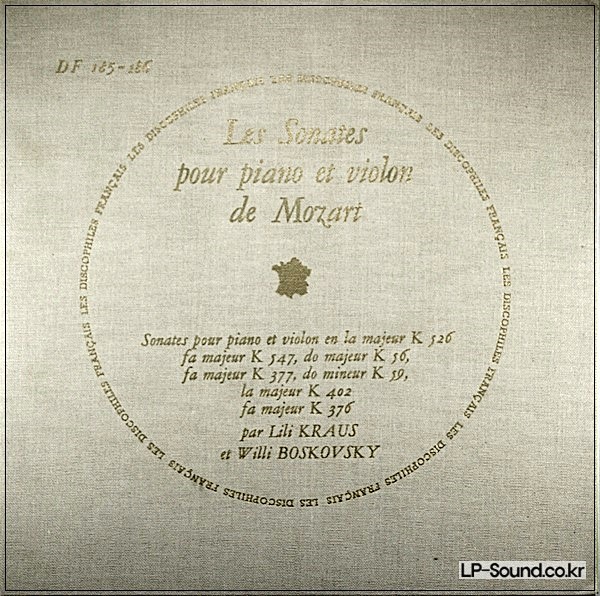 MOZART VIOLIN SONATA COLLECTION DES DISCOPHILES FRANCAIS BOSKOVSKY/KRAUS DF 185-186