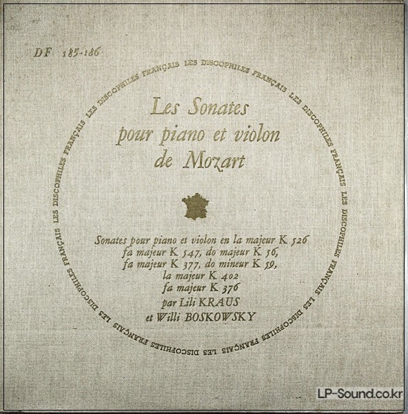 MOZART VIOLIN SONATA COLLECTION DES DISCOPHILES FRANCAIS BOSKOVSKY/KRAUS DF 185-186
