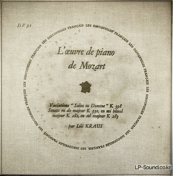 LILI KRAUS / MOZART / LES DISCOPHILES FRANCAIS DF 91