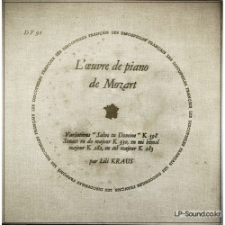 LILI KRAUS / MOZART / LES DISCOPHILES FRANCAIS DF 91