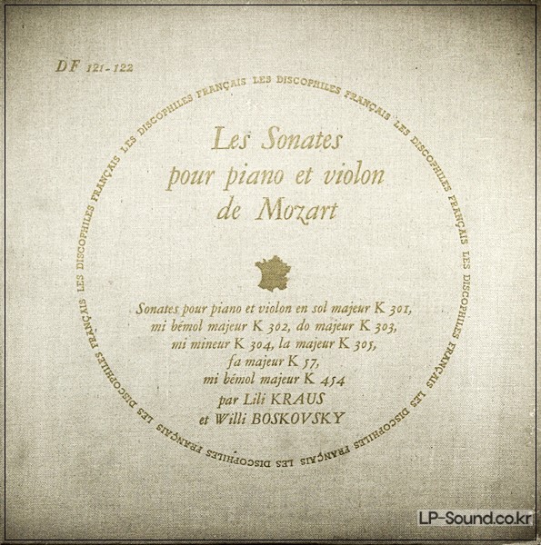 MOZART VIOLIN SONATA COLLECTION DES DISCOPHILES FRANCAIS BOSKOVSKY/KRAUS DF 121