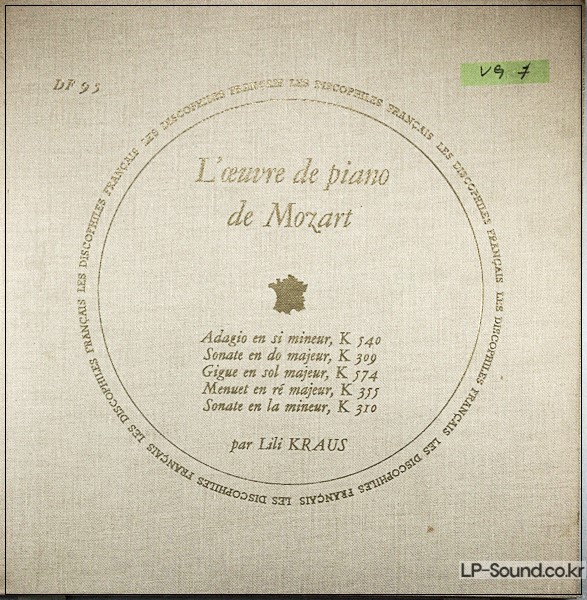 LILI KRAUS / MOZART / LES DISCOPHILES FRANCAIS DF 95