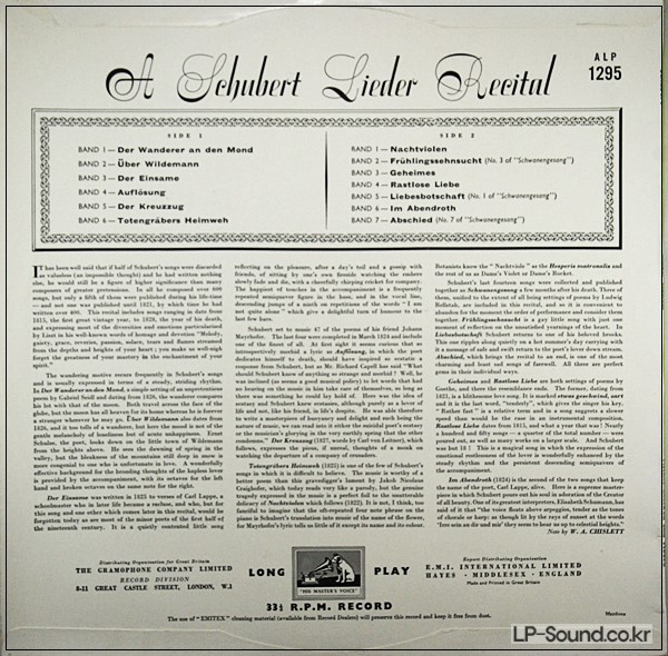 FISCHER-DIESKAU SCHUBERT RECITAL ALP 1295