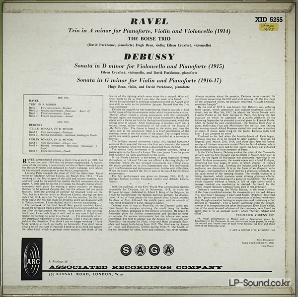 RAVEL DEBUSSY BOISE TRIO SONATAS BEAN PARKHOUSE CROXFORD SAGA STXID 5255
