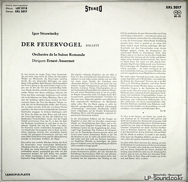 STRAVINSKY THE FIREBIRD ANSERMET  SXL 2017
