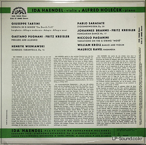 IDA HAENDEL FAMOUS VIOLIN COMPOSITIONS   SUA ST 10465