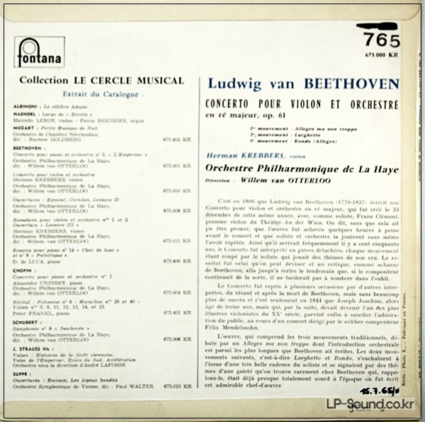 BEETHOVEN VIOLIN CONCERTO OP 61  KREBBERS  675 000 LR   10