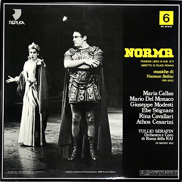 CALLAS DEL MONACO BELLINI NORMA SERAFIN LIVE 1955 3 LP BOX SET CLA 392