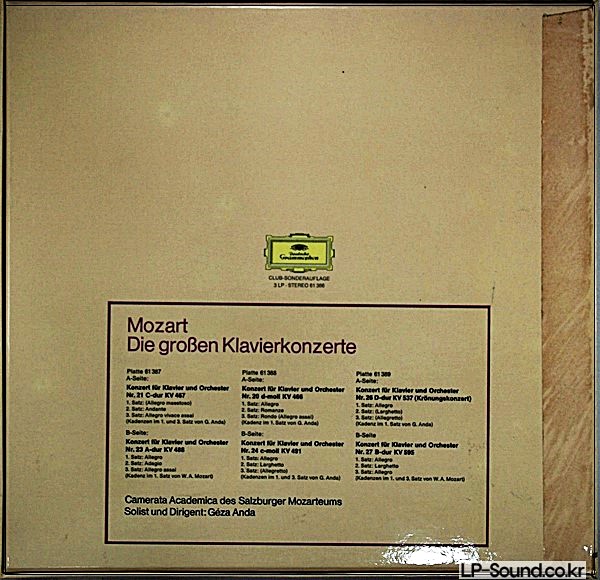 MOZART - THE PIANO CONCERTOS / ANDA / DGG 61 386   3 LP BOX