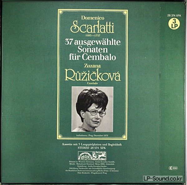 SCARLATTI: 37   HARPSICHORD SONATAS  RUZICKOVA ZUZANA  28 374 XFK 3LP