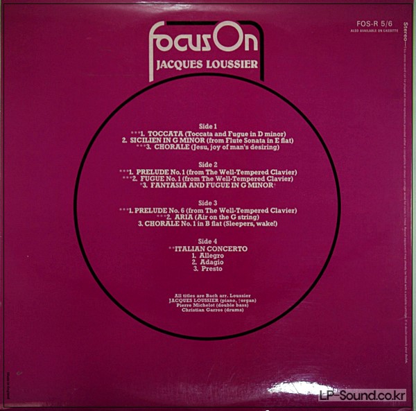 BACH,ARR. LOUSSIER: FOCUS ON DECCA  FOS-R   5/6 2LP