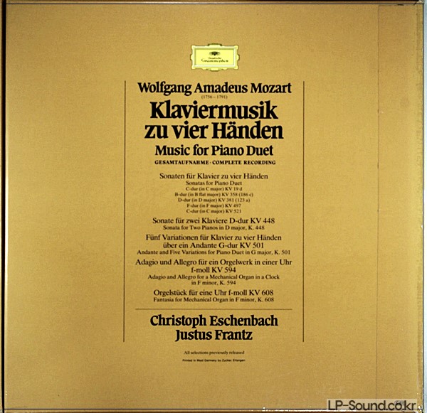 MOZART PIANO 4 HANDS ESCHENBACH-FRANTZ 3LP DGG 2740 258