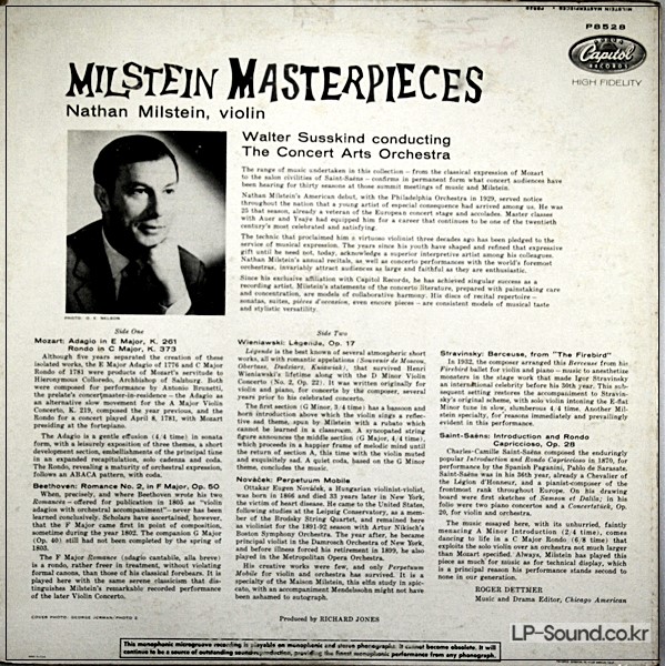 MILSTEIN MASTERPIECES NATHAN MILSTEIN, VIOLIN  CAPITOL MONO P8528
