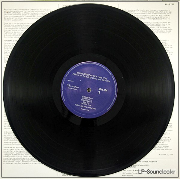 BACH GRIEG YSAYE RUDOLF KOELMAN VIOLIN RECITAL 6818 734