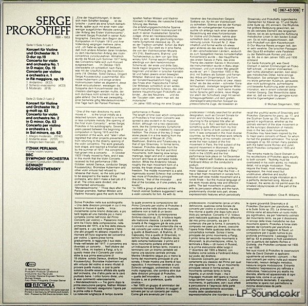 PROKOFIEV*,ITZHAK PERLMAN–THE TWO VIOLIN CONCERTOS  1C 067-43 006T