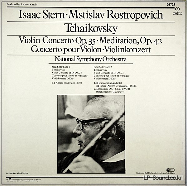 TCHAIKOVSKY VIOLIN CONCERTO ISAAC STERN, ROSTROPOVICH CBS 76725